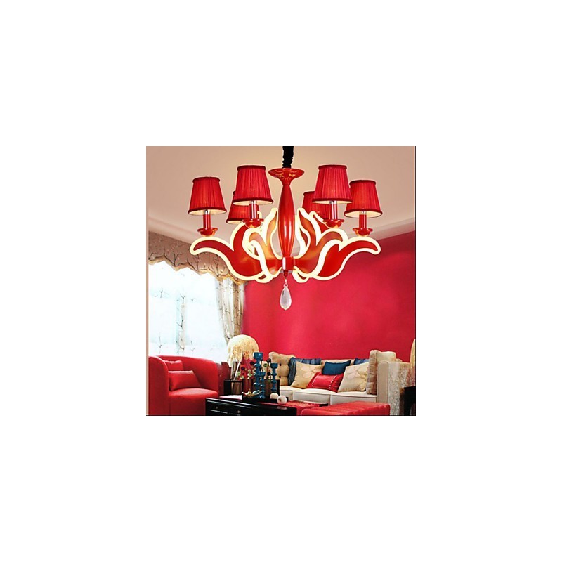 Lampadario creativo in acrilico rosso stile candela