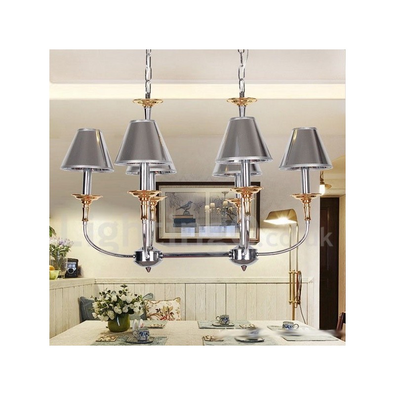 Lampadario a candela cromato moderno contemporaneo 6 luci E14