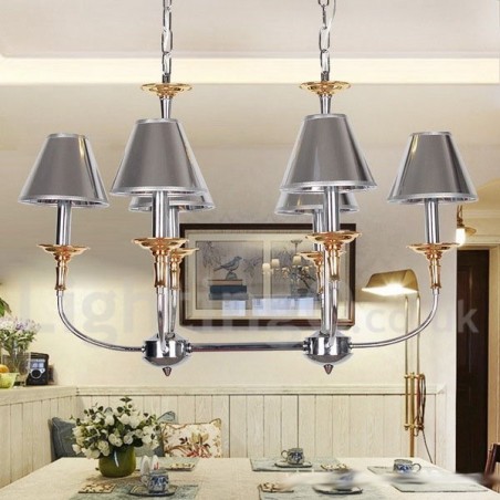 Lampadario a candela cromato moderno contemporaneo 6 luci E14