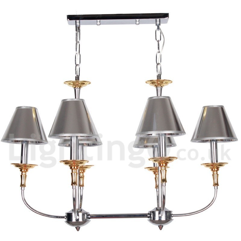 Lampadario a candela cromato moderno contemporaneo 6 luci E14