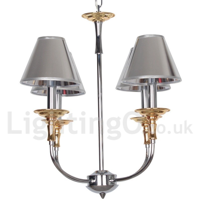 Lampadario a candela cromato moderno contemporaneo a 4 luci