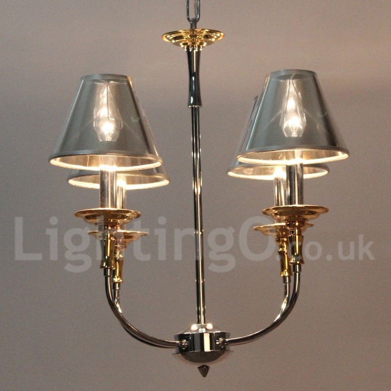 Lampadario a candela cromato moderno contemporaneo a 4 luci