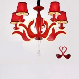 Lampadario creativo in acrilico rosso stile candela