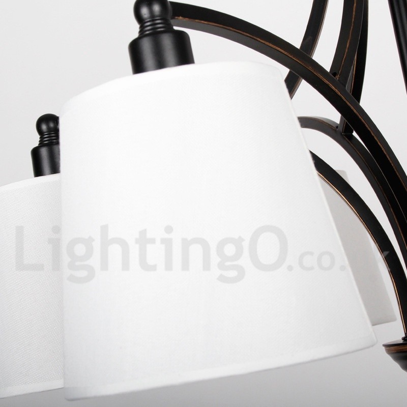 Lampadario retrò rustico a 3 luci con paralumi in tessuto, E14, catena regolabile 0,3 m