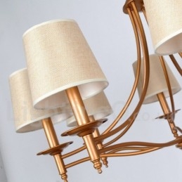 Lampadario a candela retrò rustico mediterraneo a 3 luci con paralumi in tessuto
