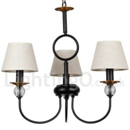 Lampadario rustico retrò a 3 luci nero in stile candela