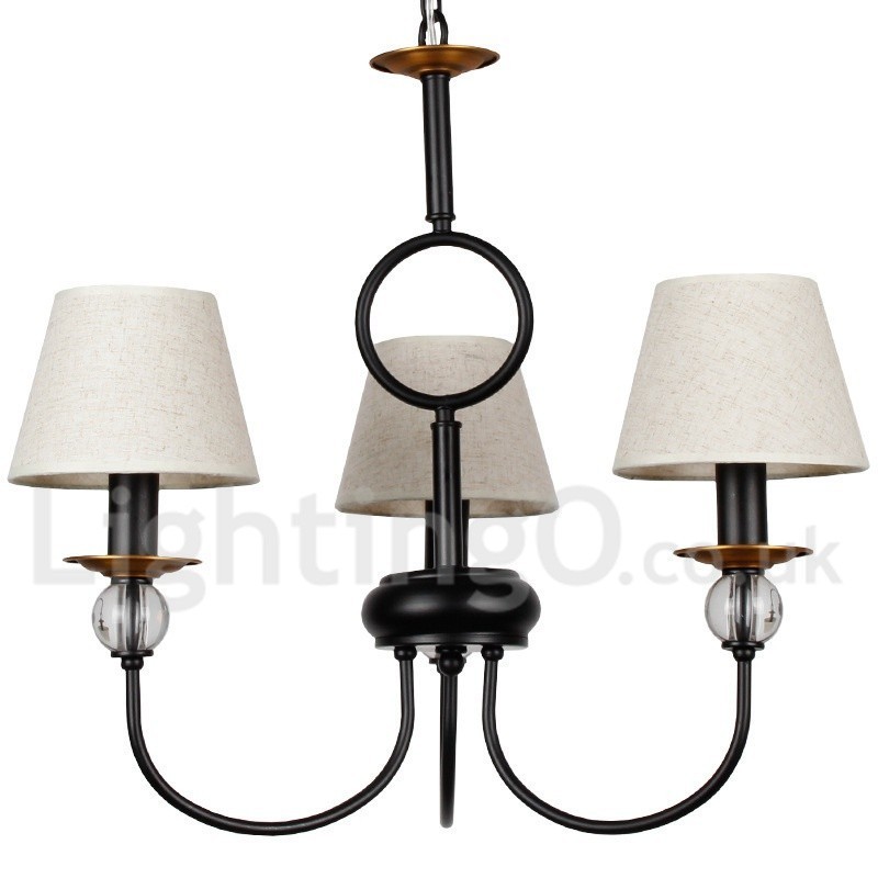Lampadario rustico retrò a 3 luci nero in stile candela