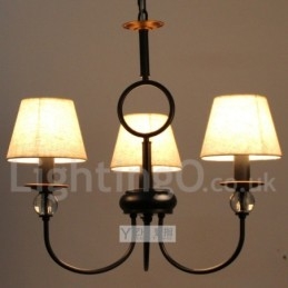 Lampadario rustico retrò a 3 luci nero in stile candela