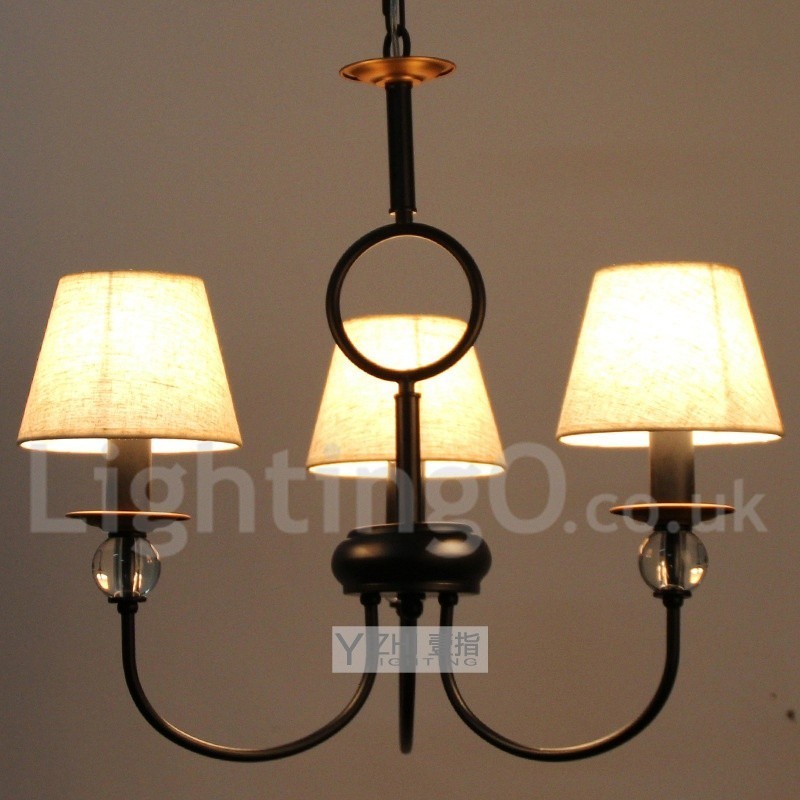 Lampadario rustico retrò a 3 luci nero in stile candela