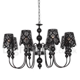 Lampadario a 8 luci in stile candela nero con cavo regolabile