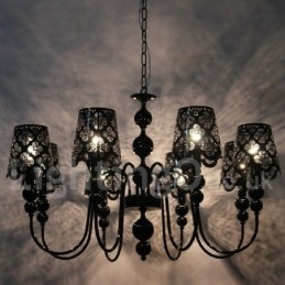 Lampadario a 8 luci in stile candela nero con cavo regolabile