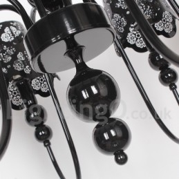 Lampadario a 8 luci in stile candela nero con cavo regolabile
