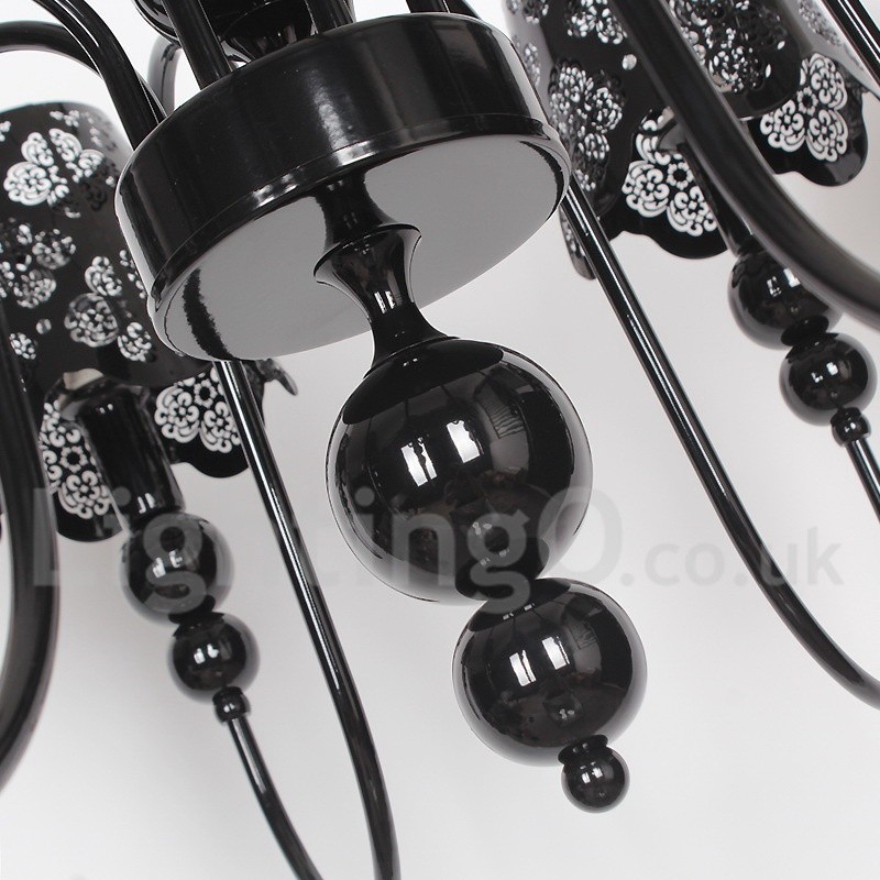 Lampadario a 8 luci in stile candela nero con cavo regolabile
