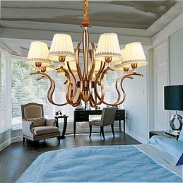 Lampadario moderno contemporaneo in metallo giallo con paralume in tessuto bianco, 1 lampadina E12/E14, 85 cm