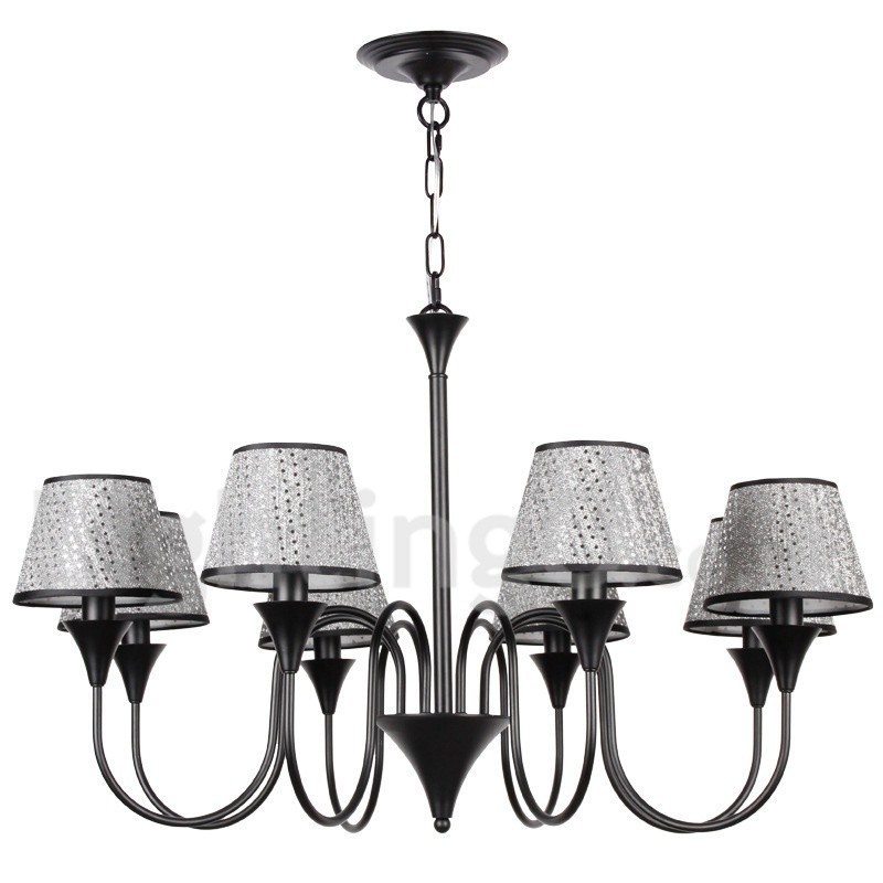 Lampadario rustico moderno retrò nero a 8 luci