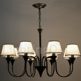 Lampadario rustico moderno retrò nero a 8 luci