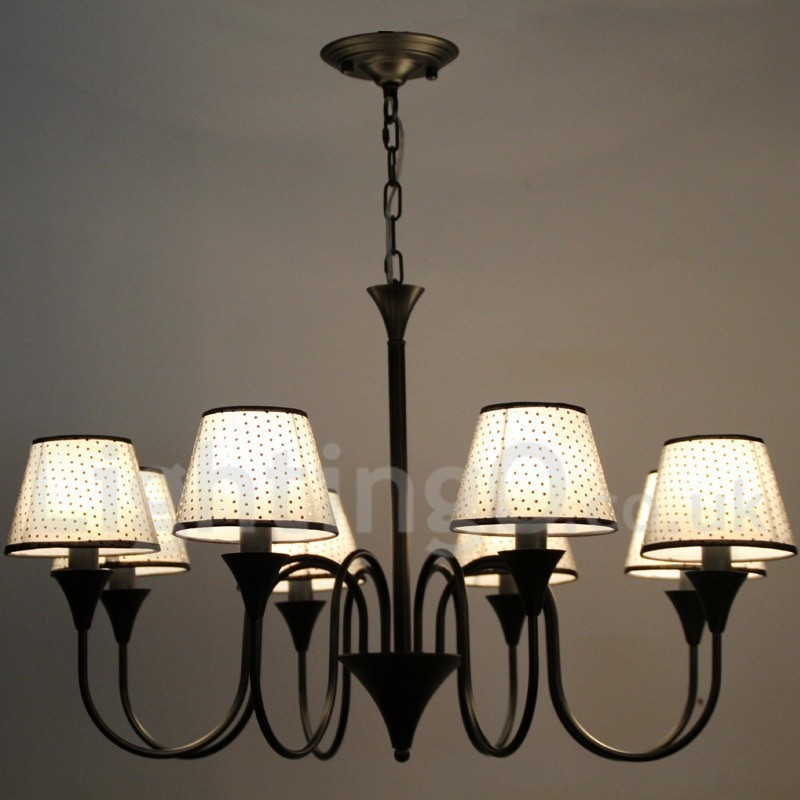 Lampadario rustico moderno retrò nero a 8 luci