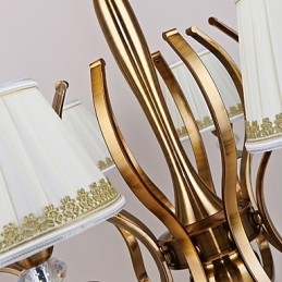 Lampadario moderno contemporaneo in metallo giallo con paralume in tessuto bianco, 1 lampadina E12/E14, 85 cm