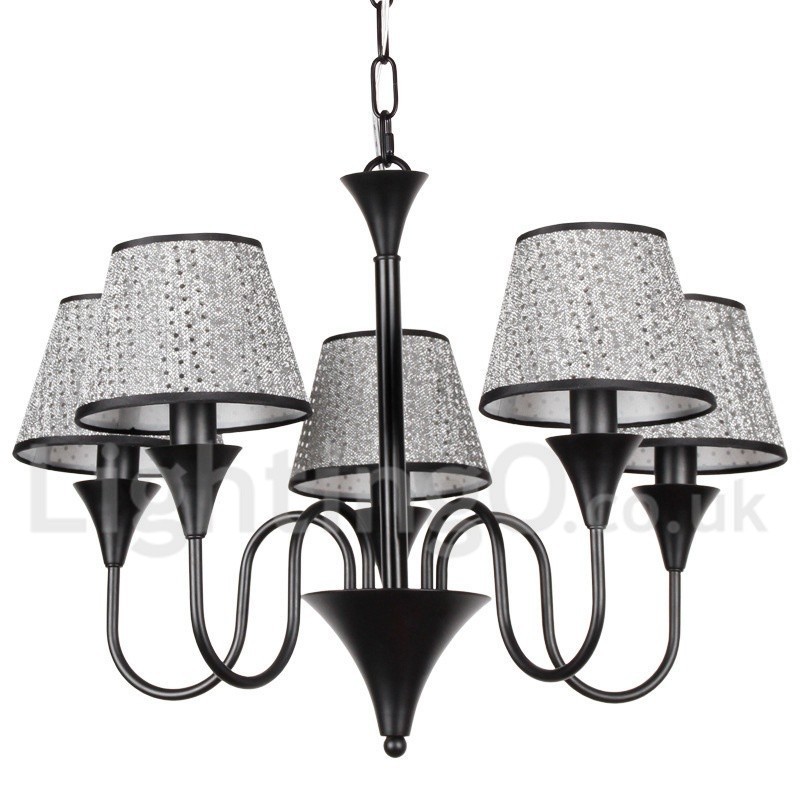 Lampadario rustico moderno a 5 luci nero stile candela