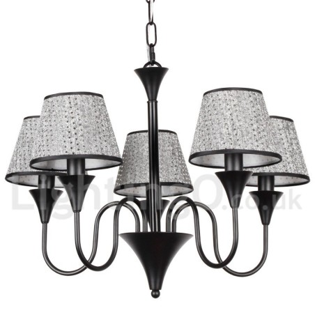 Lampadario rustico moderno a 5 luci nero stile candela