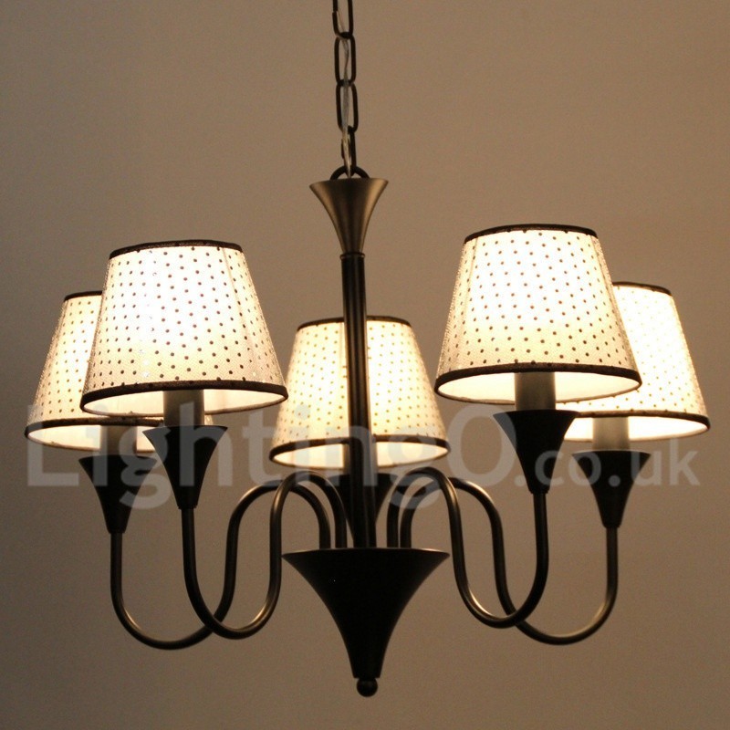 Lampadario rustico moderno a 5 luci nero stile candela