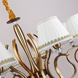 Lampadario moderno contemporaneo in metallo giallo con paralume in tessuto bianco, 1 lampadina E12/E14, 85 cm