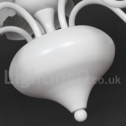 Lampadario moderno contemporaneo bianco a 5 luci stile candela con paralumi in tessuto