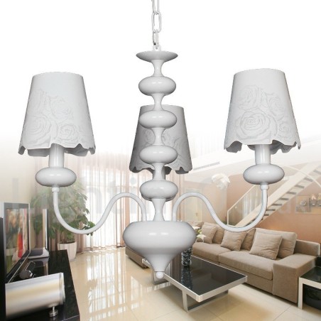 Lampadario moderno contemporaneo a 3 luci bianco stile candela
