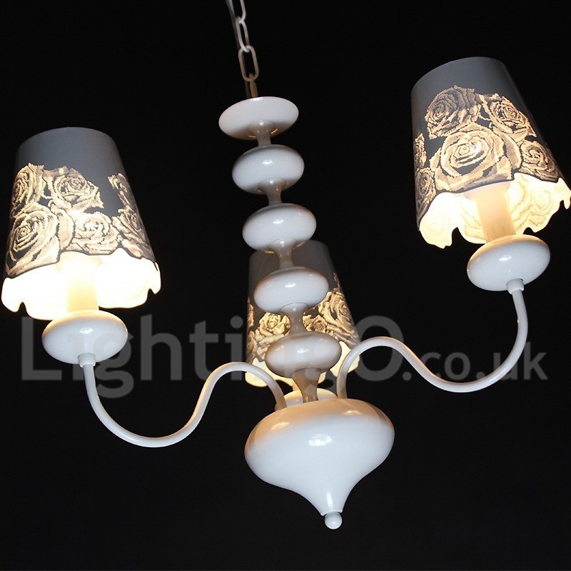 Lampadario moderno contemporaneo a 3 luci bianco stile candela