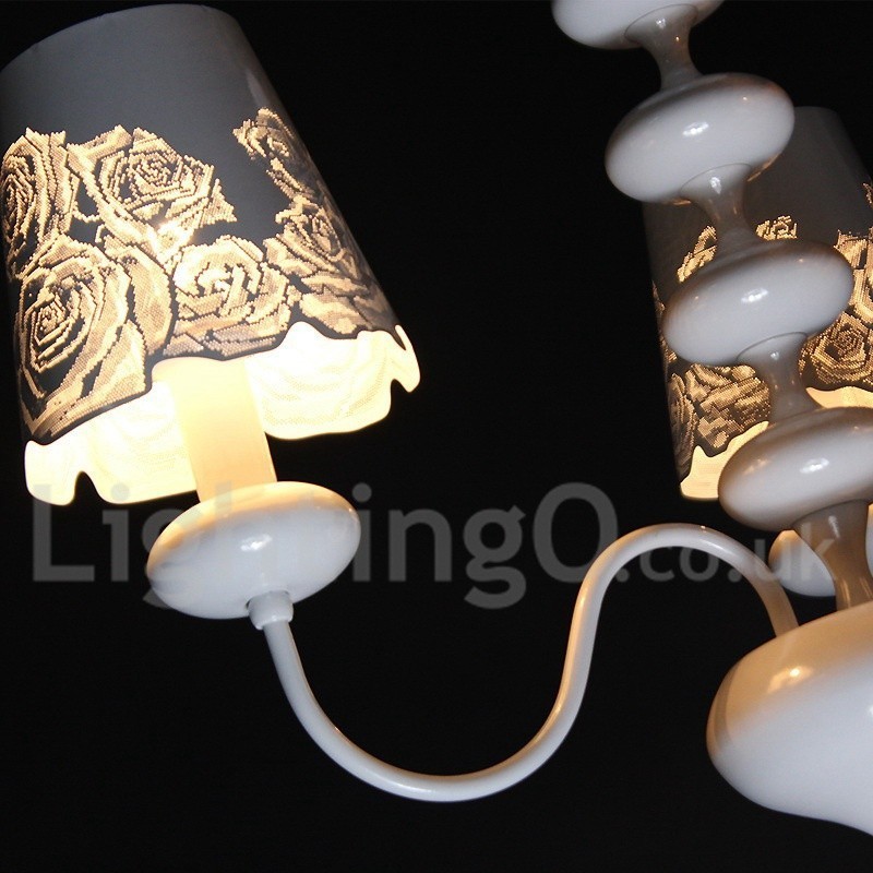 Lampadario moderno contemporaneo a 3 luci bianco stile candela