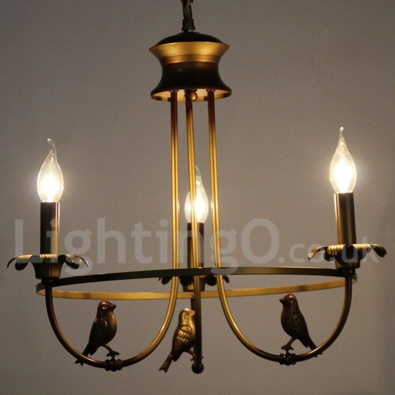 Lampadario retrò a 3 luci in acciaio, E14, catena regolabile 0,3 m