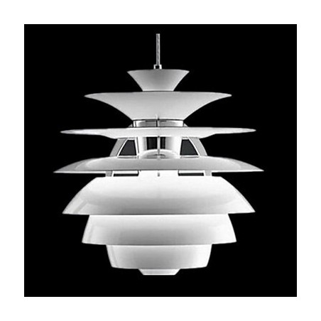 Lampadario a sospensione moderno contemporaneo bianco cromo 40x55 cm E12/E14