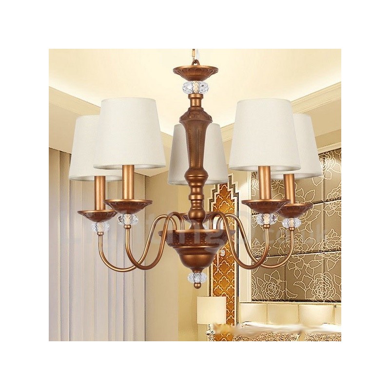 Lampadario retrò rustico nero a 5 luci