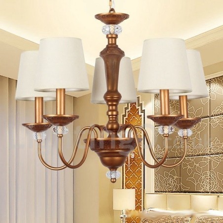 Lampadario retrò rustico nero a 5 luci