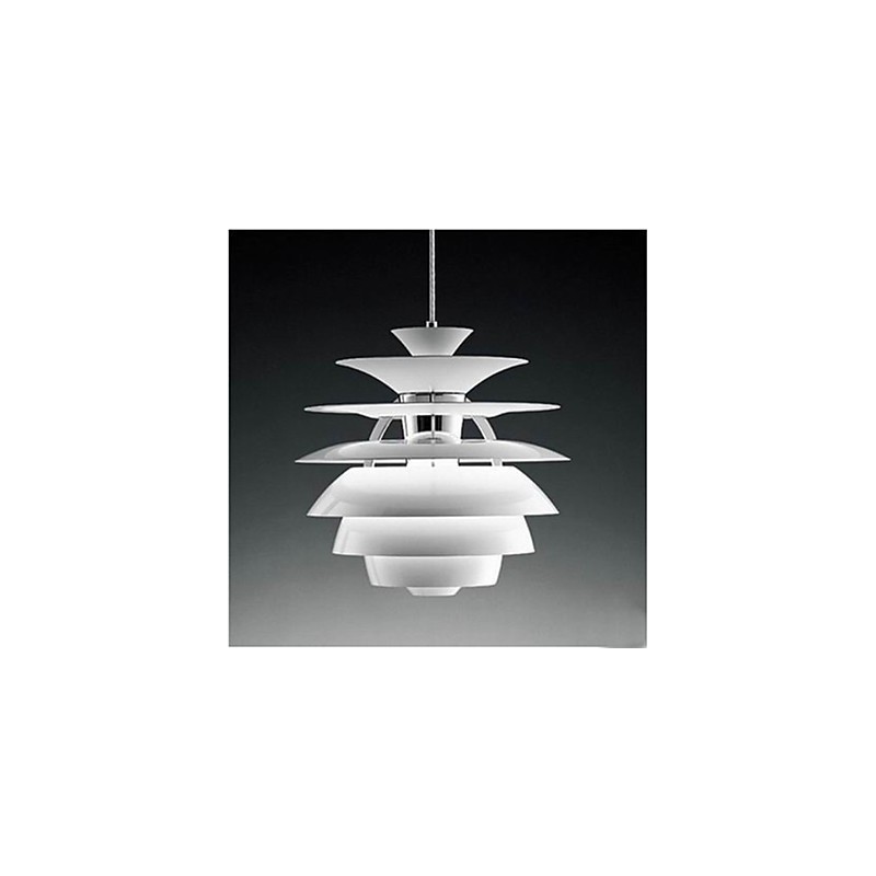 Lampadario a sospensione moderno contemporaneo bianco cromo 40x55 cm E12/E14