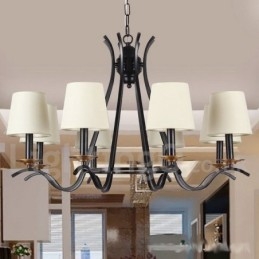 Lampadario a 8 luci a candela retrò nero