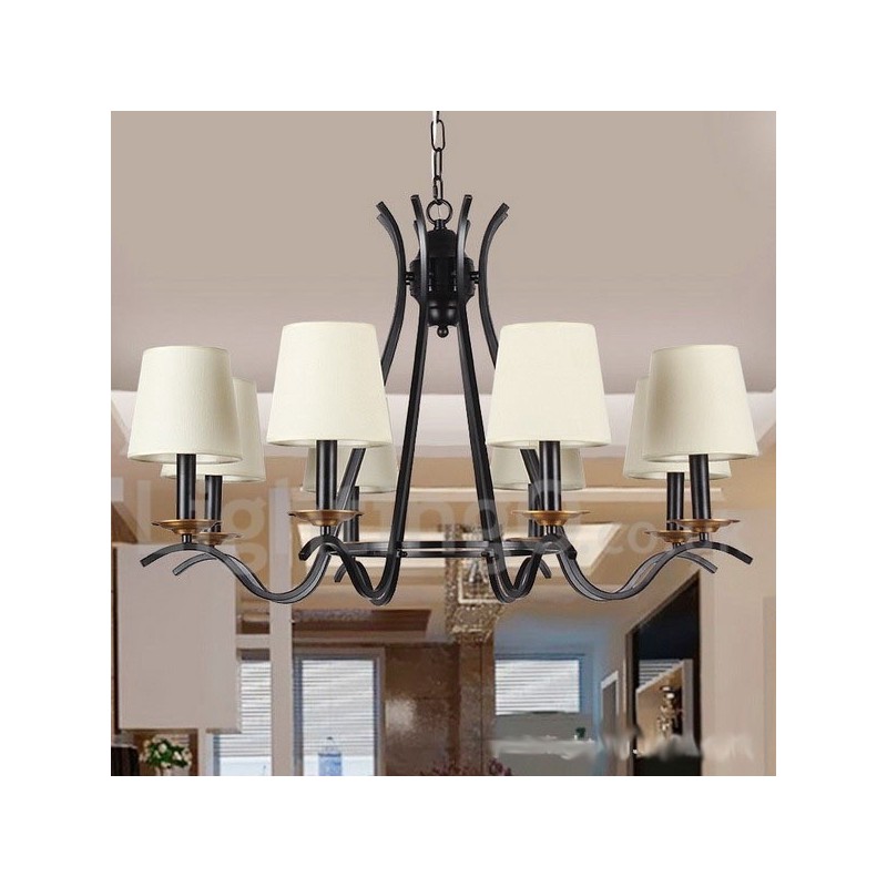 Lampadario a 8 luci a candela retrò nero