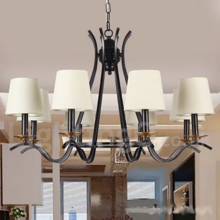 Lampadario a 8 luci a candela retrò nero