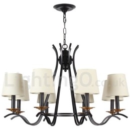Lampadario a 8 luci a candela retrò nero