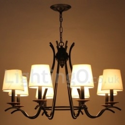 Lampadario a 8 luci a candela retrò nero