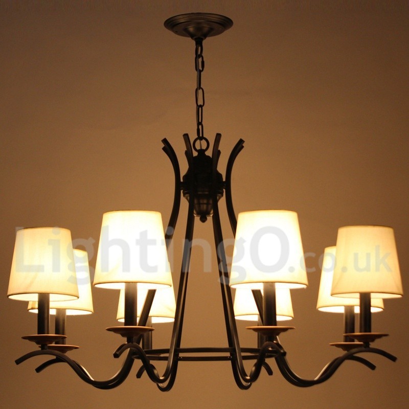 Lampadario a 8 luci a candela retrò nero