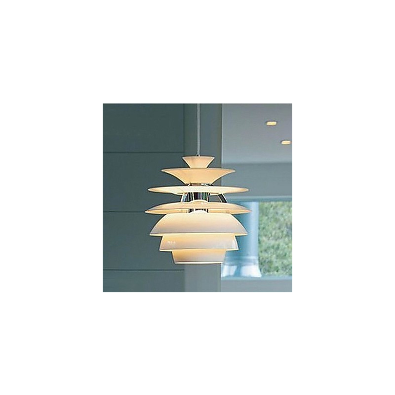 Lampadario a sospensione moderno contemporaneo bianco cromo 40x55 cm E12/E14