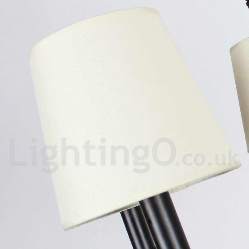 Lampadario rustico retrò a 12 luci con paralumi in tessuto, E14