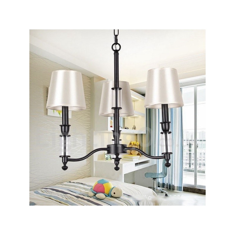Lampadario a candela a 3 luci nero retrò contemporaneo