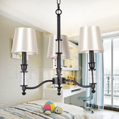 Lampadario a candela a 3 luci nero retrò contemporaneo