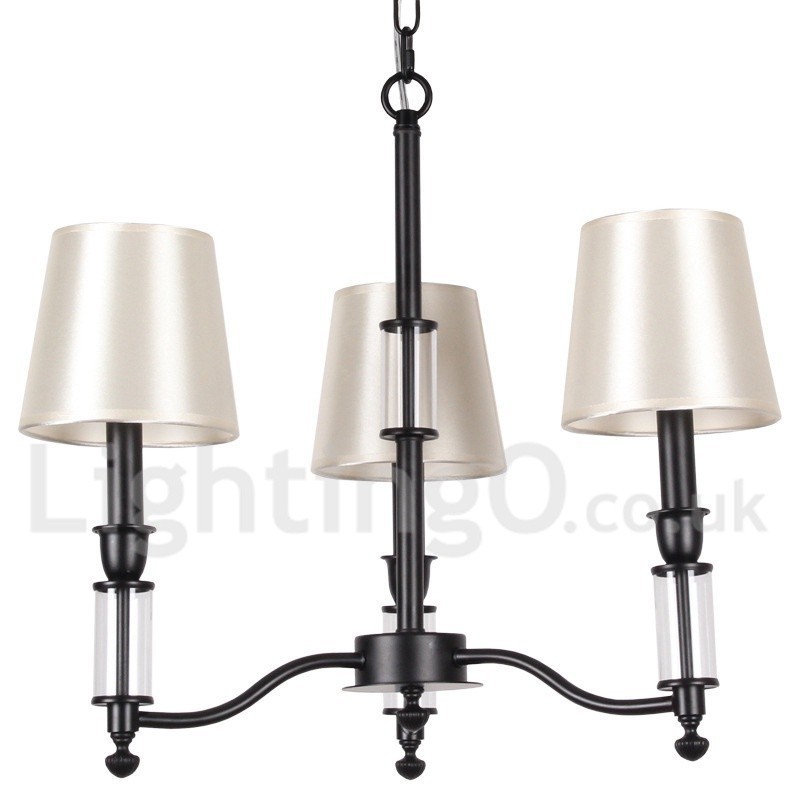 Lampadario a candela a 3 luci nero retrò contemporaneo