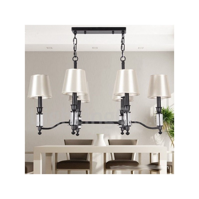 Lampadario a candela retrò contemporaneo nero rustico a 6 luci