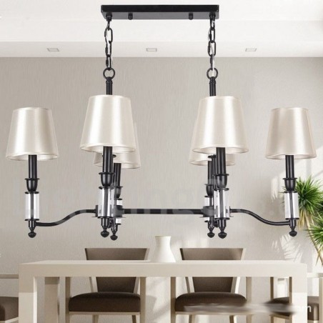 Lampadario a candela retrò contemporaneo nero rustico a 6 luci