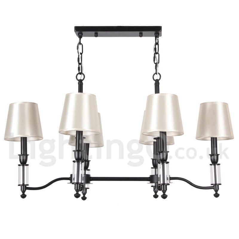 Lampadario a candela retrò contemporaneo nero rustico a 6 luci