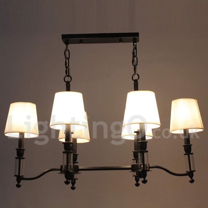 Lampadario a candela retrò contemporaneo nero rustico a 6 luci